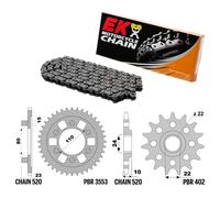 APRILIA AF-1 125 1987-1989 catena corona pignone kit 520 PBR EK 111