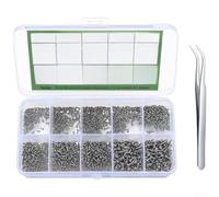Aprilsunnyzone 1200pcs Nichelato Acciaio Al Carbonio Per PHILLIPS Viti Per Occhiali Naso Ponte E Tempio Riparazione Giunto Con Pinzette