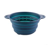 Aprilsunnyzone Cestello di scarico in silicone che si piega piatto per una comoda conservazione mentre supporta il lavaggio di frutta e verdura e lo scarico della pasta calda (grande blu)