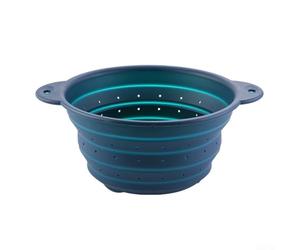 Aprilsunnyzone Cestello di scarico in silicone che si piega piatto per una comoda conservazione mentre supporta il lavaggio di frutta e verdura e lo scarico della pasta calda (grande blu)