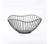 Aprilsunnyzone Cesto di frutta in ferro dal design aperto, per uso domestico, offre ventilazione e ampio spazio per esporre frutta e snack in varie impostazioni (nero H)