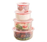 Aprilsunnyzone Contenitori impilabili in plastica per alimenti con coperchi sicuri, adatti al microonde per la preparazione dei pasti e l'organizzazione del frigorifero (set da 4 pezzi)