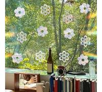 Aprilsunnyzone Decalcomanie olografiche con fiori per porte in vetro con adesione statica per applicazione riutilizzabile e generazione arcobaleno iridescente (layout MK1579) 20 x 30 cm