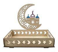 Aprilsunnyzone Elemento della decorazione del festival mediorientale: vassoio di legno della luna con lo specchio d'oro e la decorazione di stile del castello arabo (JM00476)