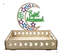 Aprilsunnyzone Elemento della decorazione del festival mediorientale: vassoio di legno della luna con lo specchio d'oro e la decorazione di stile del castello arabo (JM00484)