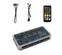 Aprilsunnyzone Hub RGB per computer con uscite ventola ARGB a 6 pin e 2 uscite LED a 4 pin, consente il controllo remoto wireless e la sincronizzazione della scheda madre (illuminazione)