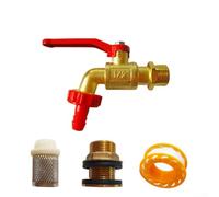 Aprilsunnyzone Kit di connettori per serbatoio dell'acqua in ottone con guarnizioni a tenuta stagna, rondelle filtranti ingresso 1/2 pollice e uscita GHT 3/4 per uso irrigazione giardino