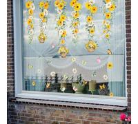 Aprilsunnyzone La finestra floreale del modello della vite della margherita si aggrappa con gli accenti della farfalla facendo uso della tecnologia di adesione statica per le superfici di