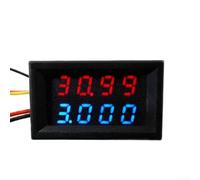 Aprilsunnyzone Misuratore a doppio display DC per la misurazione di tensione e corrente con risoluzione 0,01 V e 0,001 A e interfaccia shunt (100 A rosso blu)