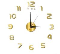 Aprilsunnyzone Orologio da parete a specchio 3D fai da te, design moderno per la casa e l'ufficio, arte unica da parete per spazi abitativi (oro)