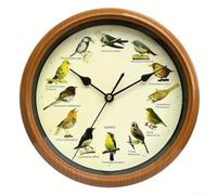 Aprilsunnyzone Orologio da parete in resina con canto degli uccelli, riproduzione di 12 chiamate classiche inglesi ed europee ogni ora, impostazioni audio regolabili per AM, alimentato a batteria e