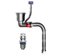 Aprilsunnyzone Per un efficiente kit di drenaggio per configurazioni a doppio lavello con meccanismo di controllo e adatto per lavelli da cucina standard con parti in acciaio inossidabile e PP (gabbia