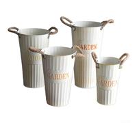 Aprilsunnyzone Robusto contenitore per fiori in ferro con stecche dal design nordico per composizioni floreali da interni e complementare per elementi di styling della casa (30 cm)