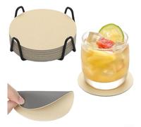 Aprilsunnyzone Set di 12 sottobicchieri in pelle sintetica con profilo rotondo spesso con struttura a due strati per ridurre al minimo la conduzione del calore e bloccare le fuoriuscite di liquidi