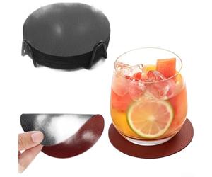 Aprilsunnyzone Set di 12 sottobicchieri in pelle sintetica con profilo rotondo spesso con struttura a due strati per ridurre al minimo la conduzione del calore e bloccare le fuoriuscite di liquidi