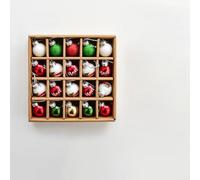 Aprilsunnyzone Set di 16 mini palline di Natale in stile oro rosa con albero di pino e motivi allegri e luminosi, progettate con passanti per appendere e presentate in confezione regalo (colore auto