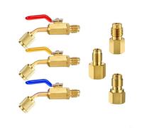 Aprilsunnyzone Set di 6 valvole a sfera ad angolo per aria condizionata automobilistica in rame con valvola di arresto manuale a 45 gradi per interfaccia maschio femmina SAE da 1/4 di pollice per R12