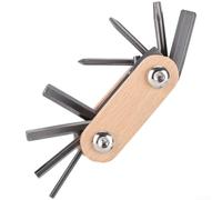Aprilsunnyzone Set di 8 attrezzi pieghevoli per la riparazione della bicicletta, con manico ergonomico in legno e teste in acciaio cromato per mountain bike e bici da strada