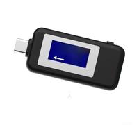 Aprilsunnyzone Tester caricatore USB con display digitale di tensione e corrente, misurazione della potenza e della temperatura, timer fino a 99 ore per dispositivi compatibili con USB C (guscio nero)