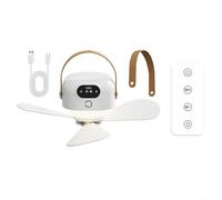 Aprilsunnyzone Ventilatore da soffitto portatile USB con telecomando LED luce notturna mini ventilatore elettrico per camera da letto dormitorio campeggio interno esterno (inserto dritto)