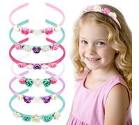 Aprince Cerchietto per capelli con fiori per ragazze, 6 pezzi, fasce per capelli Flora per bambine, cerchietti per capelli con fiori per bambini, cerchietti per capelli in plastica, fasce per ragazze
