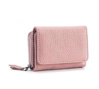 AprinCtempsD Portafoglio Piccolo in Vera Pelle con Protezione RFID Portamonete Trifold con Cerniera Porta Carte di Credito per Donna (Pink)