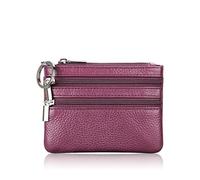 AprinCtempsD Portamonete Piccolo in Vera Pelle Mini Portafoglio con Cerniera Portachiavi per Donna Uomo (Viola)