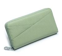 AprinCtempsD Protezione RFID Portafoglio Lungo in Vera Pelle Pochette Piccolo Portamonete Grande Capacità Porta carte di credito con Cerniera per Donna (Verde)