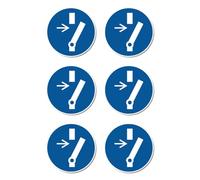 Aprire prima di manutenzione o riparazione: M021 - DIN EN ISO 7010 / ASR A1.3 - Adesivo: Ø 5 cm, 6 pezzi