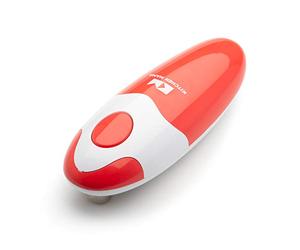 Apriscatole elettrico Auto Kitchen Mama: Apri le tue lattine con un pulsante - Automatico, a mani libere, bordo liscio, sicuro per gli alimenti, a batteria (Rosso)