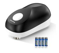 Apriscatole elettrico hoyiours, apriscatole one-touch - Avvio e arresto intelligenti, bordi lisci, design senza fili (include 4 batterie AA) Nero