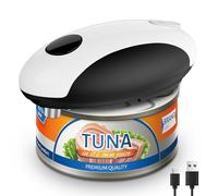 Apriscatole Elettrico Ricaricabile USB - A Batteria, Funzionamento Automatico con Un Solo Tocco, Supporto Magnetico per Coperchio & Taglio Sicuro, Senza Fili & Facile da Usare per Anziani (Nero)