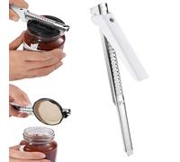 Apriscatole per artrite, consente di aprire barattoli senza sforzo, adatto per anziani, con manico regolabile, versione 2024, in acciaio inox (1 pezzo, bianco)