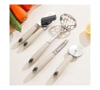 Apriscatole, Set da cucina da 4 pezzi: apriscatole, apribottiglie, taglia pizza e coltello spelucchino.