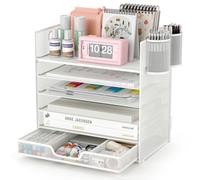 Apritsce Organizer Scrivania, Porta Documenti da Scrivania, 6 Vaschette Porta Documenti Ufficio Scrivanias con Cassetto e 2 Portapenne, Portadocumenti da Scrivanias per Casa Ufficio