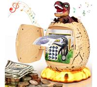 Apritsce Salvadanaio Bambini, Salvadanaio di Dinosauro Salvadanaio Elettronico, Salvadanaio Personalizzato con Musica Leggera, Cassaforte per Bambini per Natale Pasqua Compleanno Regali