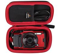 Aproca Custodia da viaggio rigida, per fotocamera impermeabile OLYMPUS Tough TG-6 e accessori.., Rosso, Compatto