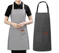 Apronte di cottura impermeabile - Design funzionale elegante, grembiule da cucina con parentela, 2 tasche | A grembiule versatile con facile cura per la pittura in grigio per lavare i professionisti d