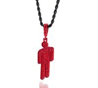 APRRMLIZW Collana Da Uomo E Donna Con Diamanti Umani Colorati, 1 Pezzi Hip Hop Coppia Ciondolo Testa Obliqua Collana Collana Hip Hop Cattivo Cattivo Per San Valentino, Natale E Compleanno, Rosso