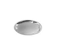 APS 00393 - Piatto rotondo per feste, Ø 35 cm, metallo nichelato e cromato lucido, superficie interna cesellata, bordo arrotolato