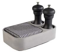 APS 11648 Table Caddy "Element", aiuto da tavolo grigio in cemento con 2 fori (6,5 cm) e fondo per proteggere i mobili/dimensioni 23,5 x 16 cm/altezza 6,5 cm, grigio