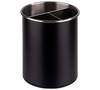 APS 11748 - Portaposate, girevole, Ø 13 cm, altezza 16,5 cm, fondo per mobili, divisorio rimovibile (3 scomparti), acciaio inox, nero