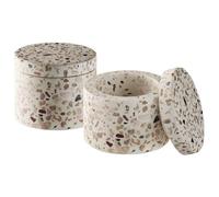 APS 15917 Set di 2 barattoli TERRAZZO - cemento, Ø 6 cm, H: 5 cm, effetto terrazzo, pezzo unico