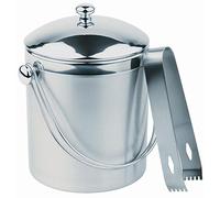 APS 36013 - Set di secchielli per ghiaccio a doppia parete in acciaio inox, con pinza, Ø 12 x 14 cm, 1 litro