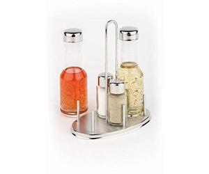 APS 40440 Classic - Menage classico in vetro con coperchio in acciaio INOX e spout, 0,2 l, 14,5 x 8,5 x 23 cm