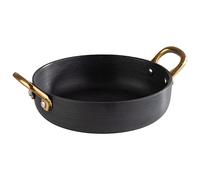 APS 40742 - Vasino in alluminio, manici in ottone, diametro 15 cm, 0,5 litri, colore: Nero