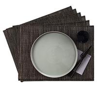 APS 60019 Set di 6 tovagliette a banda stretta, 45 x 33 cm, beige/marrone