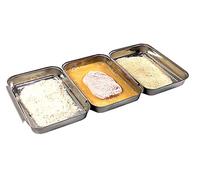 APS 66904 Stazione di impanatura, 3 pezzi - Set di impanatura professionale composto da 3 ciotole in acciaio inox collegabili (18 x 15,5 cm ciascuna), lavabili in lavastoviglie