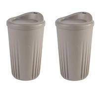 APS 67552 - Set di 2 bicchieri riutilizzabili + 2 coperchi, 400 ml, in polipropilene, colore: Caffè