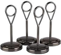 APS 71512 - Set di 4 supporti da tavolo lucidi, con 20 carte in polipropilene nero, Ø 5 x 10,5 cm, colore: Metallico